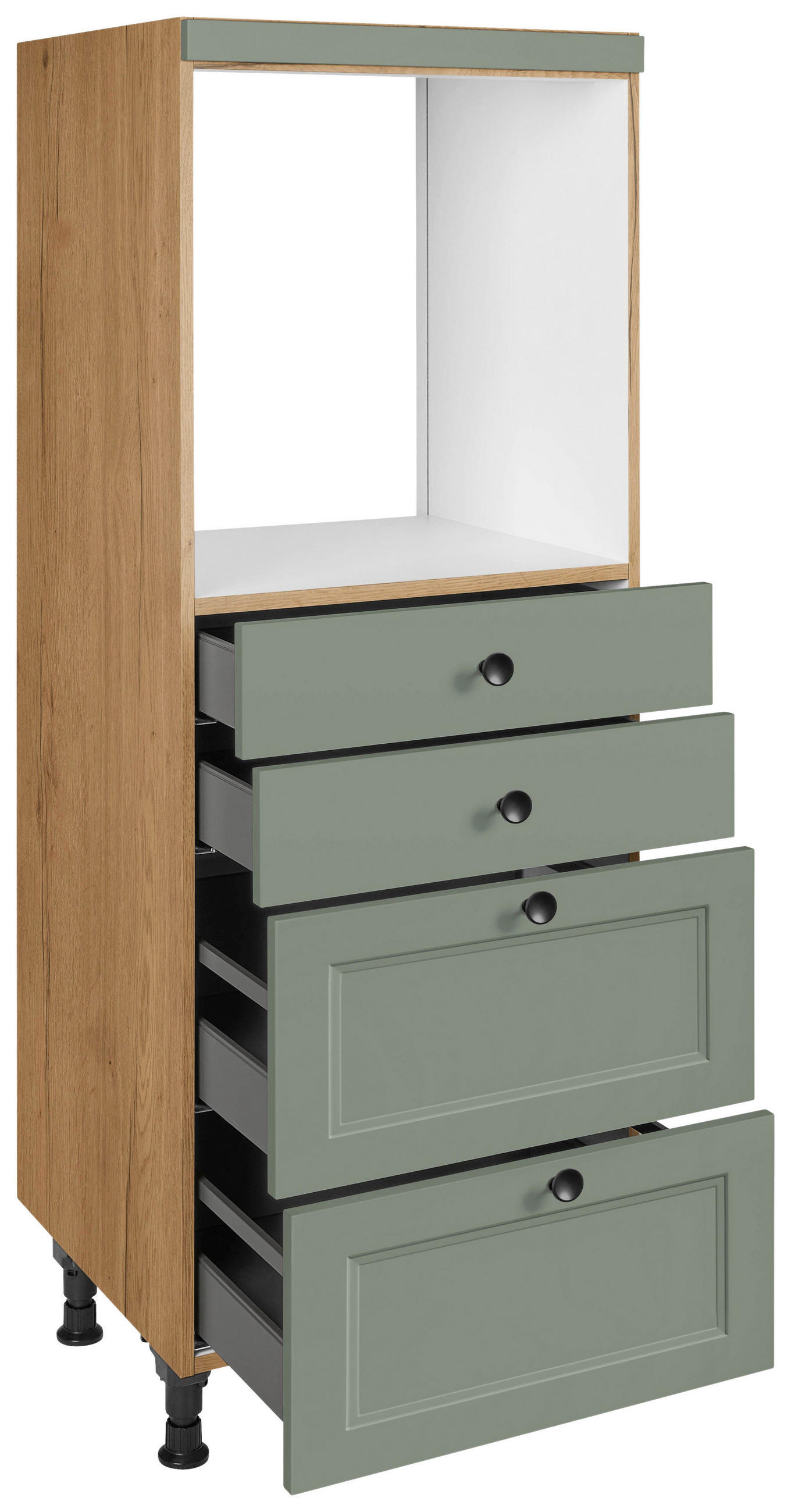 GERÄTEUMBAUSCHRANK 60/168/58 cm  in Grün  - Eichefarben/Schwarz, MODERN, Holzwerkstoff/Metall (60/168/58cm) - Nobilia