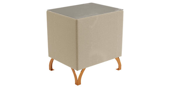 NACHTKÄSTCHEN in Beige - Beige/Kupferfarben, Design, Glas/Textil (45/55/45cm) - Esposa