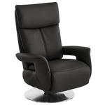 RELAXSESSEL in Leder Grau  - Edelstahlfarben/Grau, Design, Leder/Metall (78/112/85cm) - Cantus