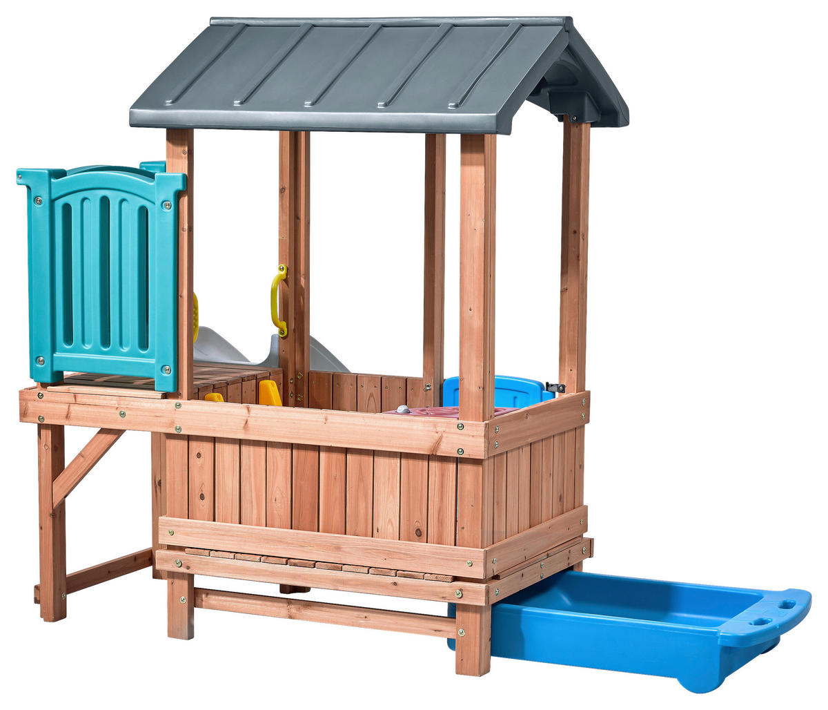 LEKSTUGA 165,7/185/214 cm  - brun/blå, Klassisk, trä/plast (165,7/185/214cm)