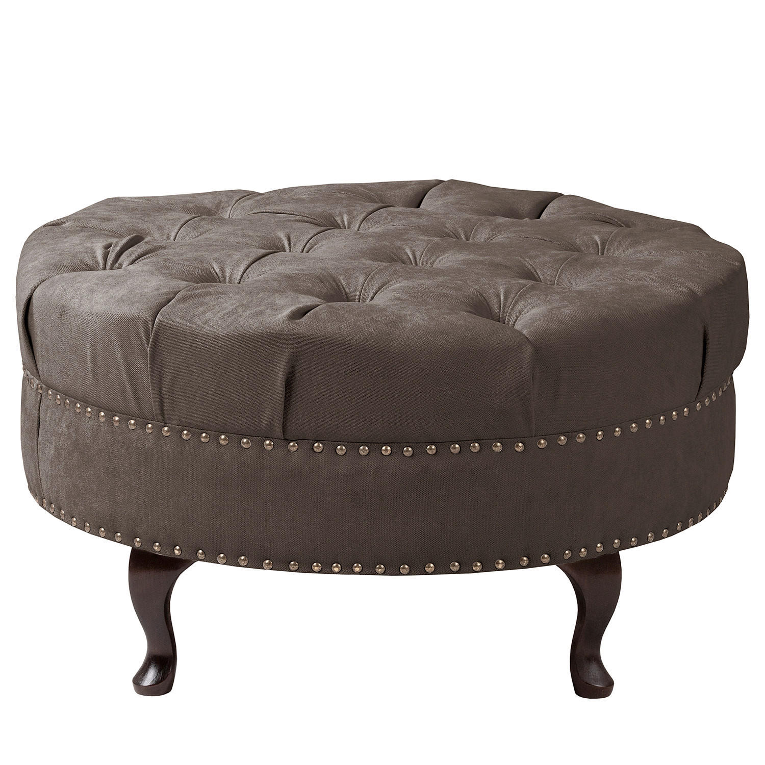 HOCKER Textil Graubraun  - Graubraun/Braun, Design, Holz/Textil (80/45/80cm) - Livetastic