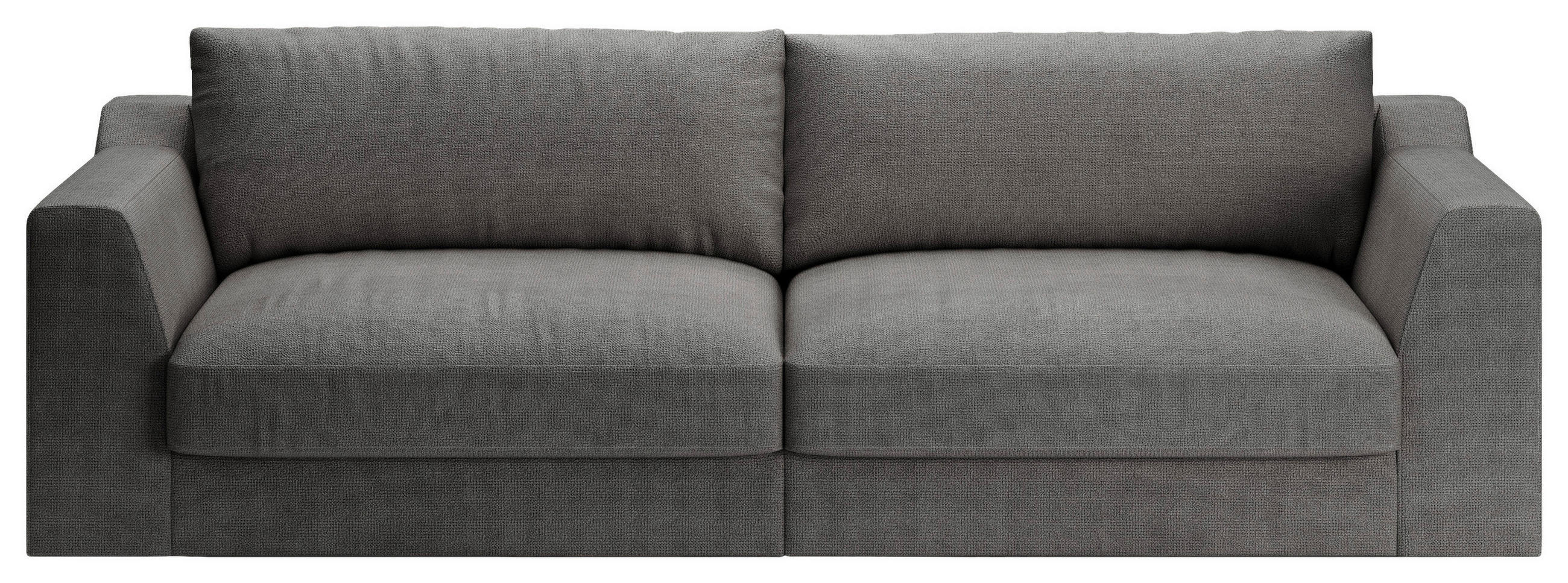BIGSOFA Chenille, Flachgewebe Dunkelgrau  - Dunkelgrau/Schwarz, Design, Kunststoff/Textil (276/90/109cm) - home24