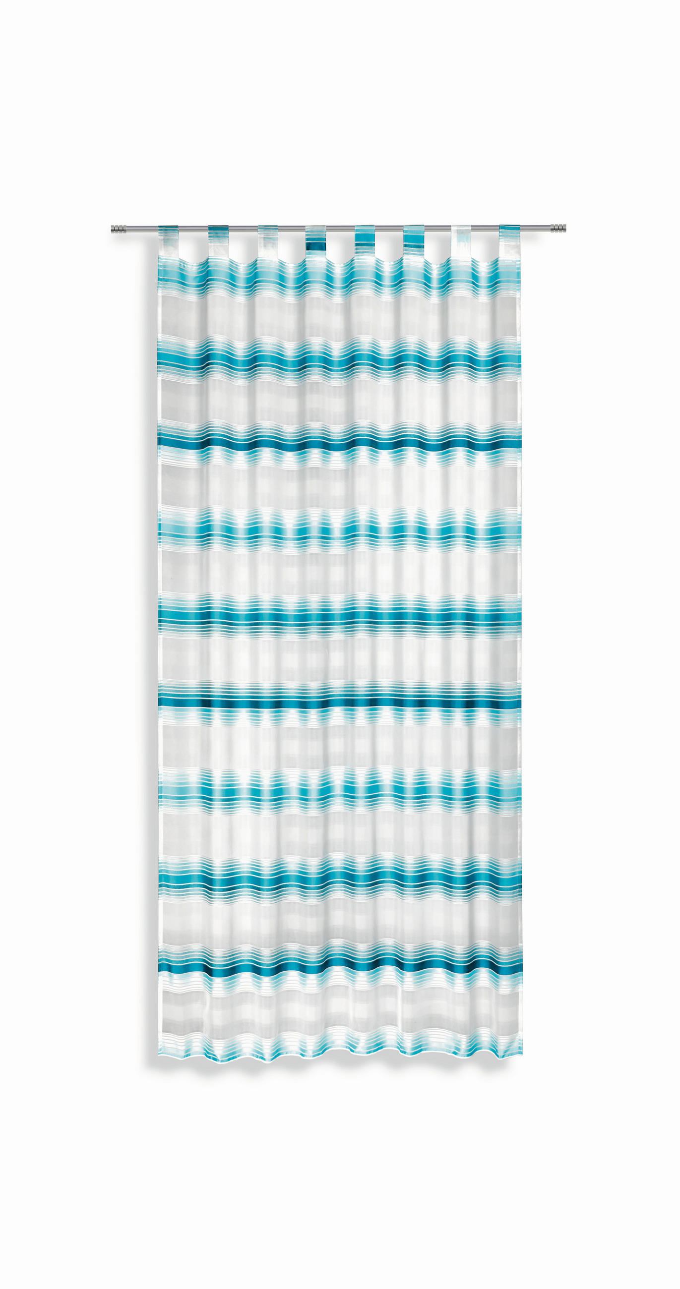 Vorhang mit Schlaufen und Band Fianna 140x245 cm Blau/ Weiß