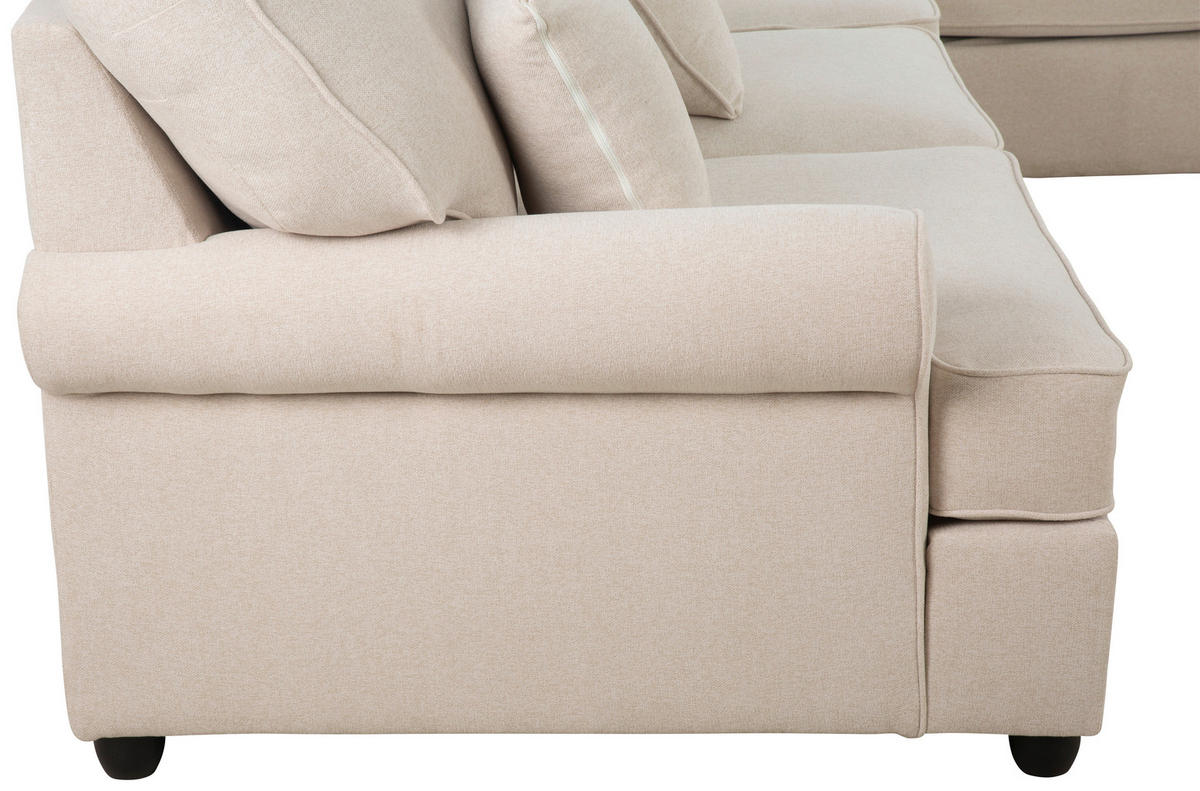 KUTNA GARNITURA tekstil  bež   - bež/crna, Konvencionalno, tekstil/drvo (394/100/245cm) - P & B