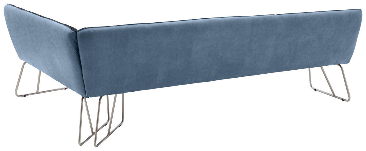ECKBANK 284/184 cm Flachgewebe Blau, Edelstahlfarben, Dunkelblau   - Blau/Edelstahlfarben, Design, Textil/Metall (284/184cm) - Dieter Knoll