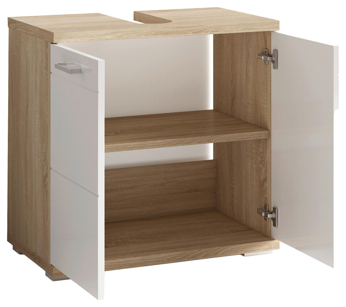 WASCHBECKENUNTERSCHRANK 60/59/31,5 cm  - Chromfarben/Weiß Hochglanz, MODERN, Holzwerkstoff/Kunststoff (60/59/31,5cm) - MID.YOU