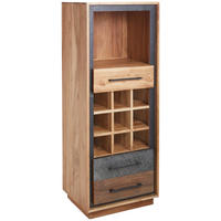 WEINREGAL Akazie, Recyclingholz furniert, massiv Braun, Akaziefarben, Dunkelgrau  - Dunkelgrau/Schwarz, Trend, Holz/Metall (50/130/40cm) - Landscape