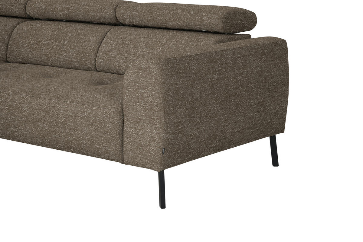 ECKSOFA in Chenille Hellbraun  205/280 cm  - Hellbraun/Schwarz, Design, Textil/Metall (205/280cm) - Xora