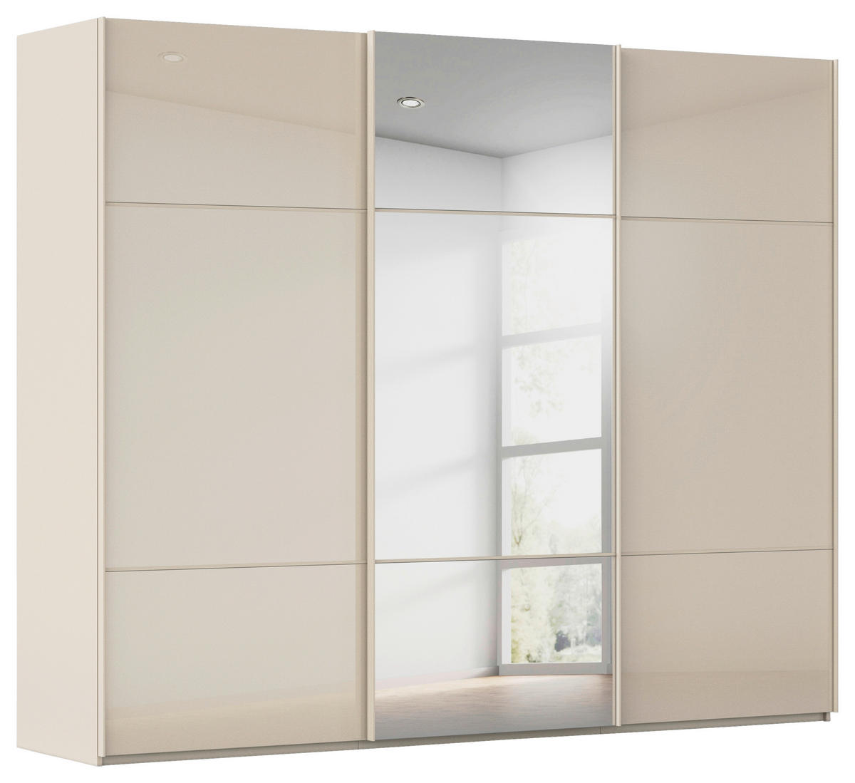 SCHWEBETÜRENSCHRANK in Champagner  - Champagner, Konventionell, Glas/Holzwerkstoff (301/223/68cm) - Novel