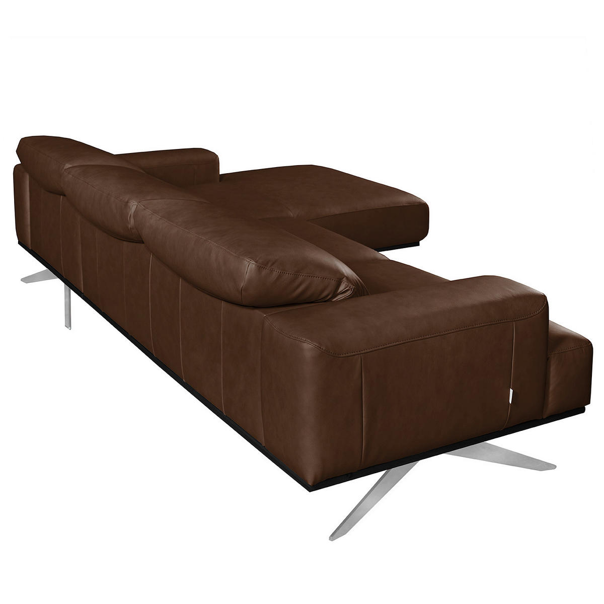 ECKSOFA  in Echtleder Dunkelbraun  295/187 cm  - Chromfarben/Dunkelbraun, Design, Leder/Metall (295/187cm) - Livetastic