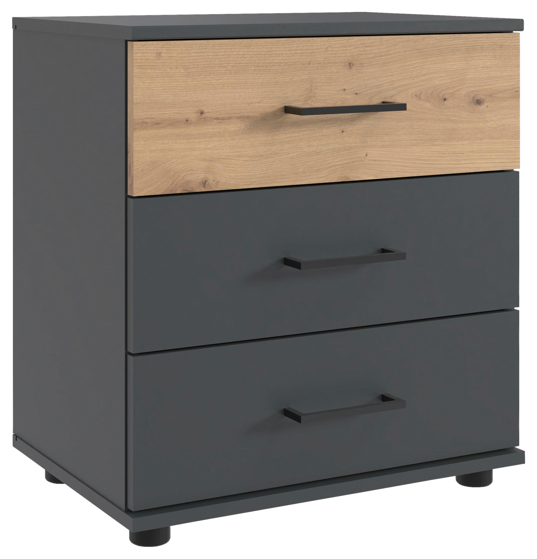 SÄNGBORD i grafitfärgad, ek Artisan  - grafitfärgad/svart, Klassisk, trämaterial/plast (52/58/38cm) - Carryhome