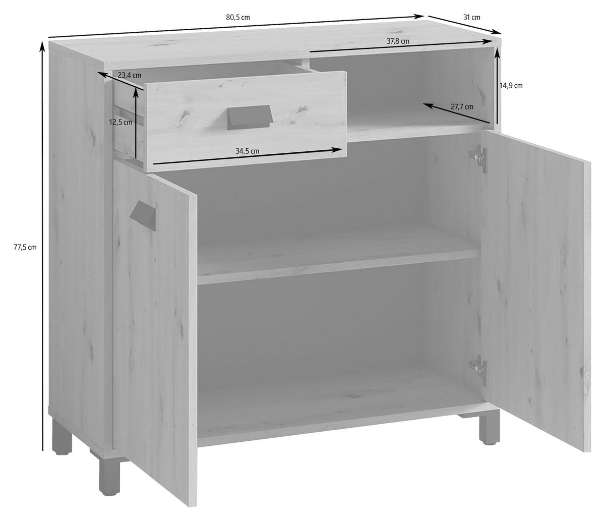 UNTERSCHRANK 80,5/77,5/31 cm   - Anthrazit/Schwarz, MODERN, Holzwerkstoff/Kunststoff (80,5/77,5/31cm) - MID.YOU