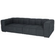 BIGSOFA  in Flachgewebe, Leinenoptik Dunkelblau  - Schwarz/Dunkelblau, Design, Textil/Metall (262/66/113cm) - Belluti