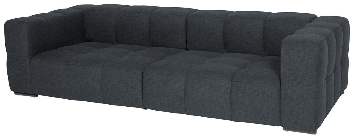 BIGSOFA  in Flachgewebe, Leinenoptik Dunkelblau  - Schwarz/Dunkelblau, Design, Textil/Metall (262/66/113cm) - Belluti
