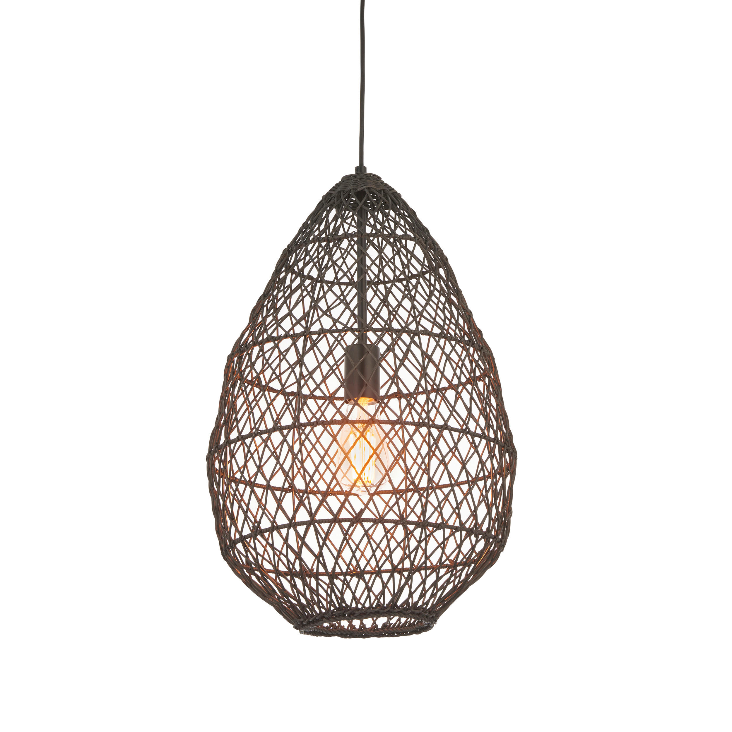 HÄNGELEUCHTE 35/180 cm  - Schwarz, Natur, Holz (35/180cm) - ENDON