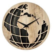 WANDUHR - Schwarz, Eichefarben  - Eichefarben/Schwarz, Basics, Holz/Kunststoff (57cm)