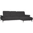 ECKSOFA in Chenille, Flachgewebe Dunkelgrau  - Dunkelgrau/Schwarz, Design, Textil/Metall (318/165cm) - Xora