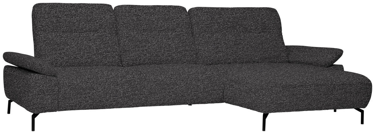 ECKSOFA in Chenille, Flachgewebe Dunkelgrau  318/165 cm  - Dunkelgrau/Schwarz, Design, Textil/Metall (318/165cm) - Xora