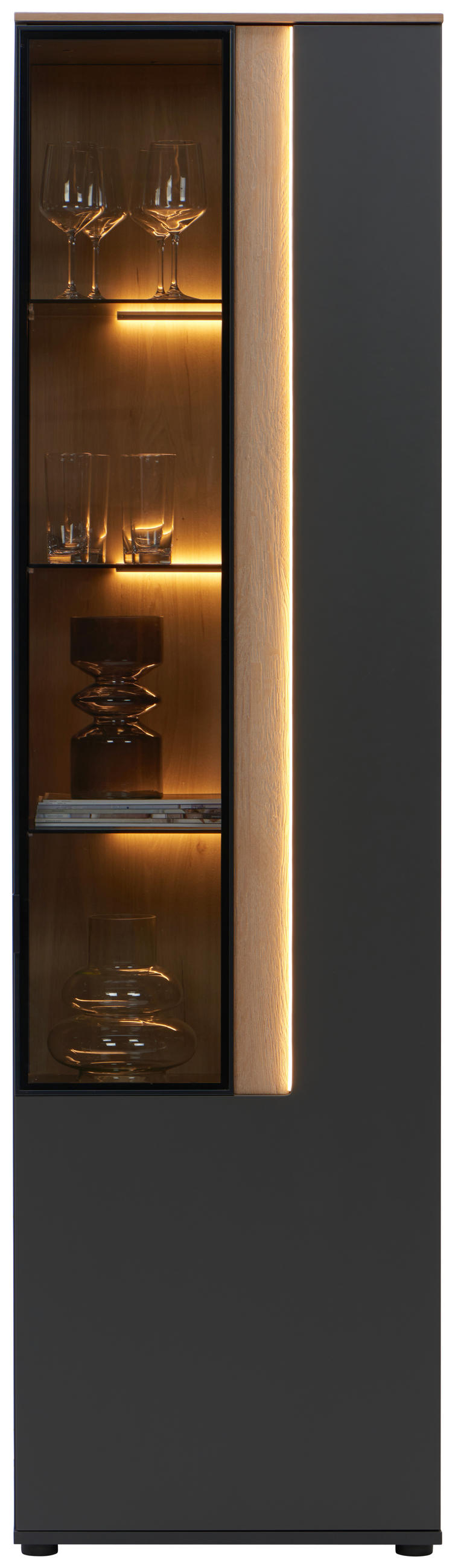 VITRINE Anthrazit  60,6/213,1/42 cm  - Anthrazit, Design, Glas/Holzwerkstoff (60,6/213,1/42cm) - Dieter Knoll