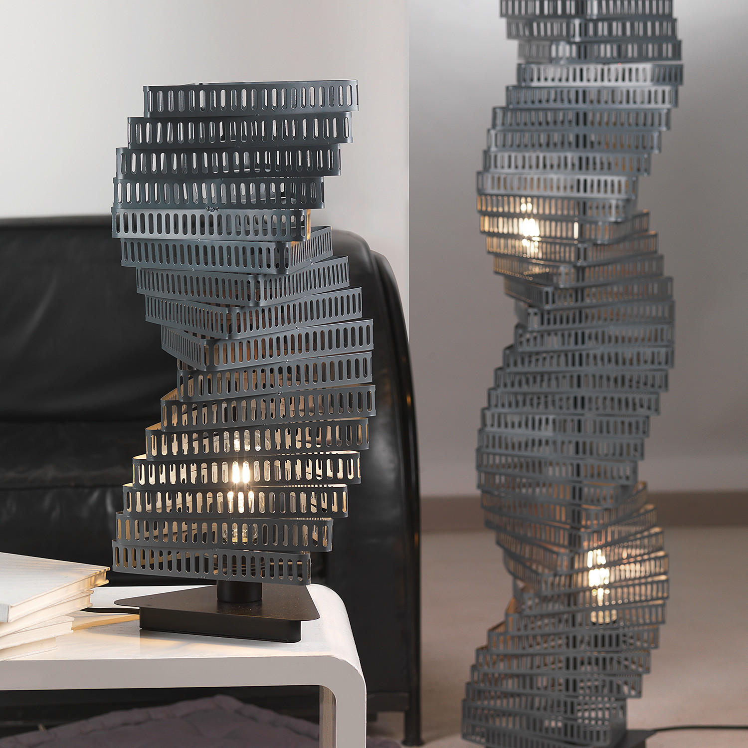 TISCHLEUCHTE CAMINO 25/25/55 cm   - Chromfarben/Schwarz, Design, Kunststoff/Metall (25/25/55cm)