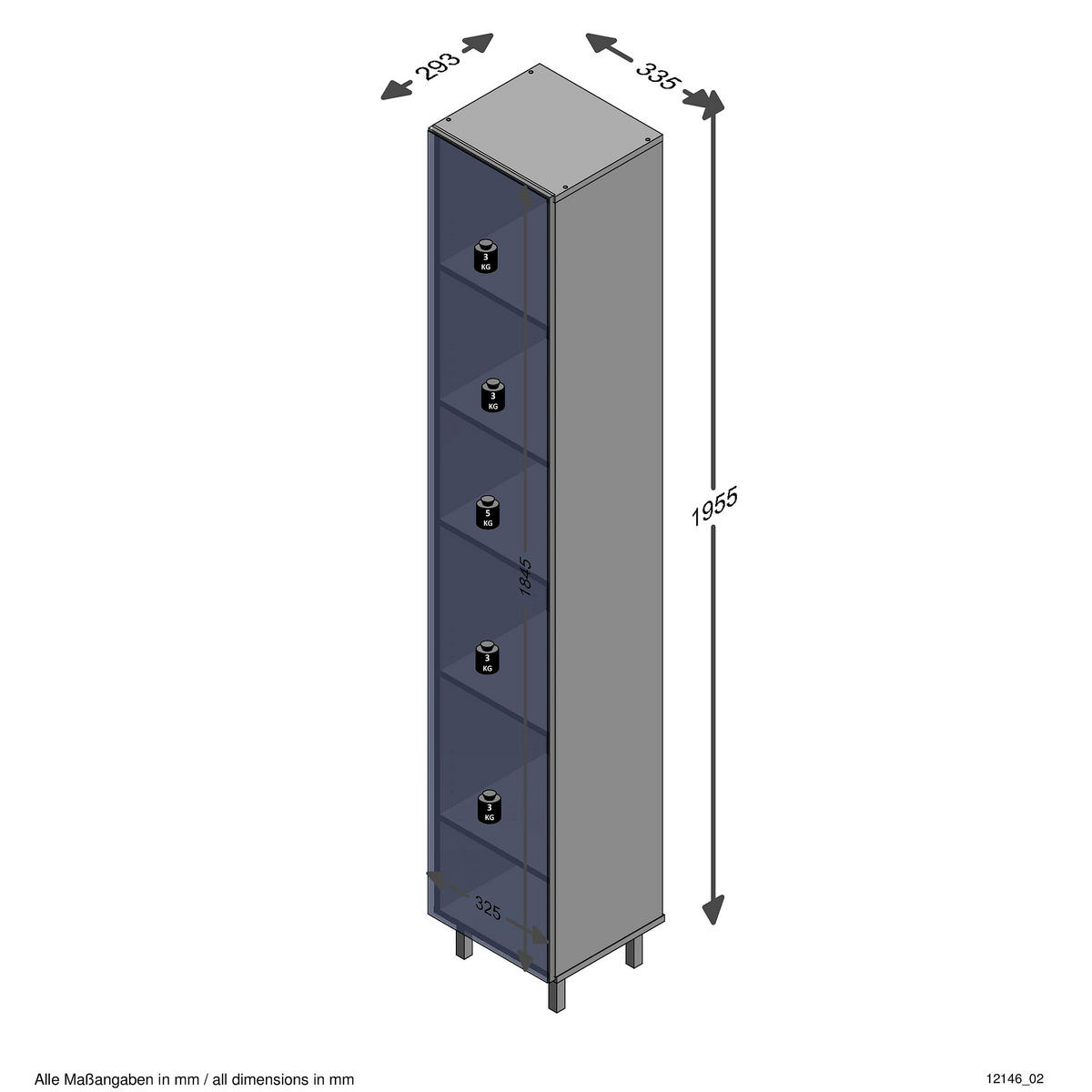 HOCHSCHRANK 34/196/30 cm  - Silberfarben/Weiß, MODERN, Glas/Holzwerkstoff (34/196/30cm) - MID.YOU