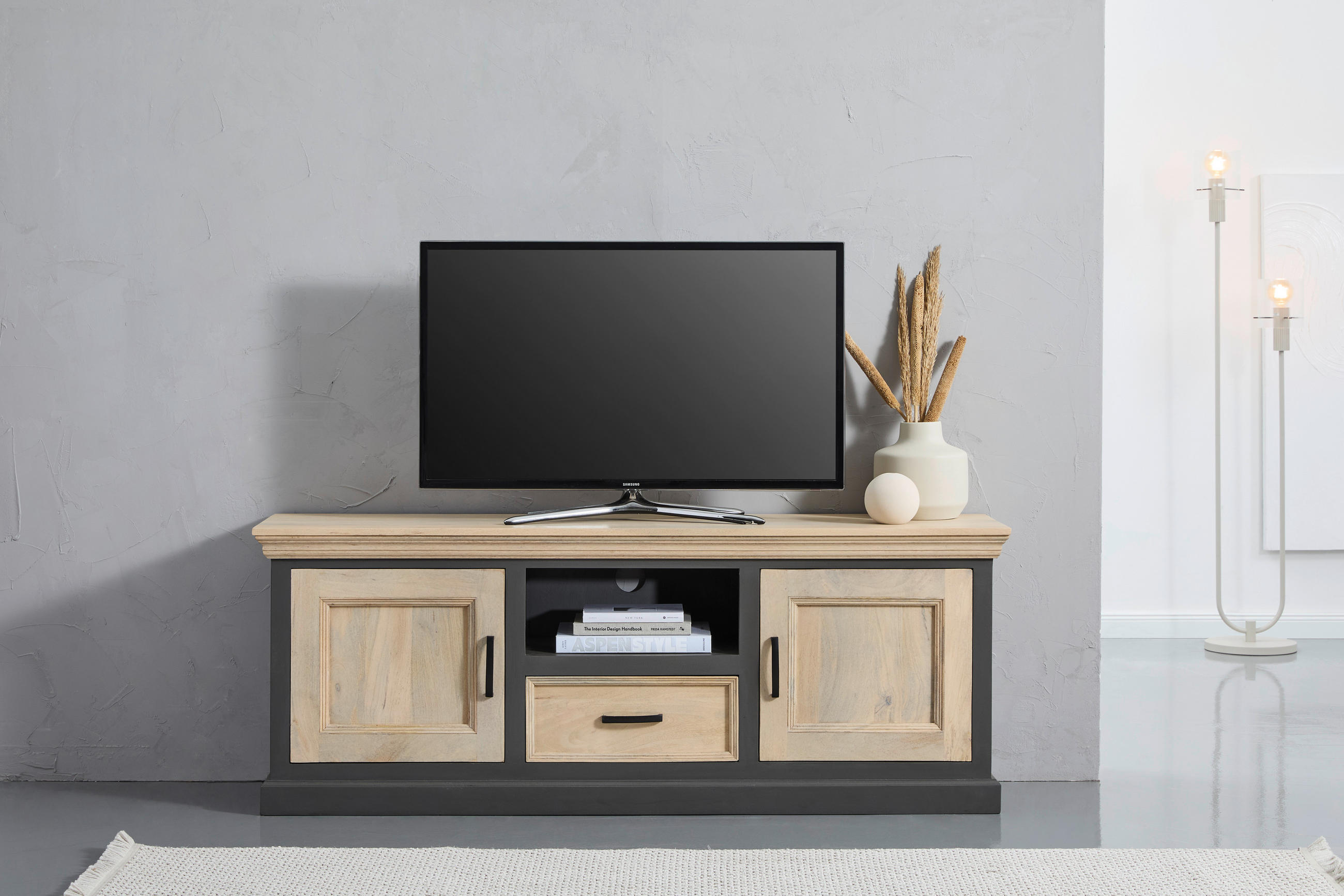 SIDEBOARD 160/60/40 cm  in Grau, Naturfarben  - Schwarz/Naturfarben, Natur, Holz/Metall (160/60/40cm) - Livetastic