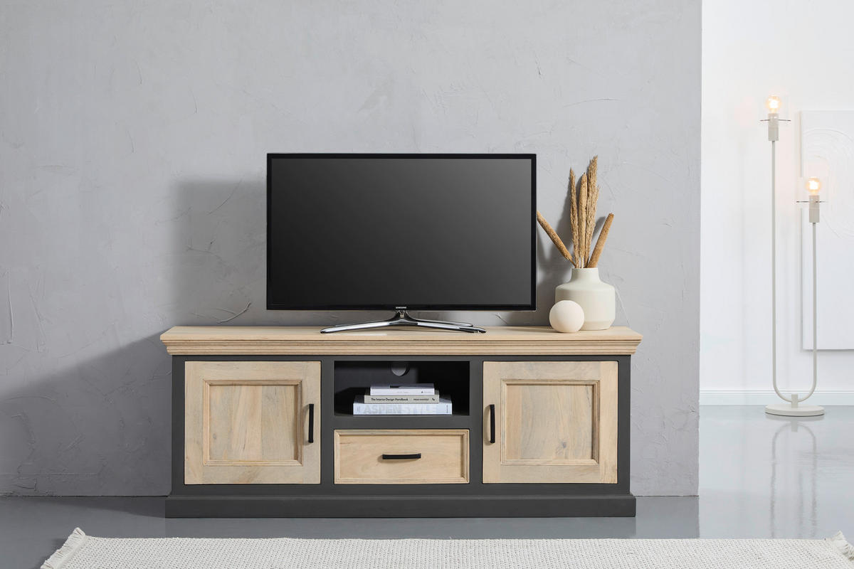 SIDEBOARD Kigali  in 160/60/40 cm  - Schwarz/Naturfarben, Natur, Holz/Metall (160/60/40cm) - Livetastic
