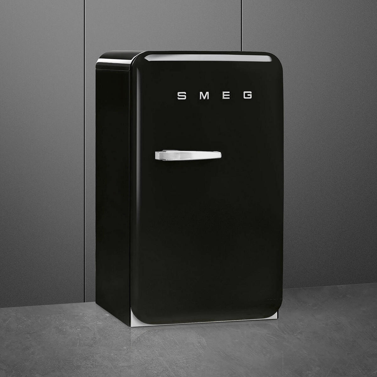 KÜHLSCHRANK 54.5/97.0/70.1 cm  - Schwarz Hochglanz, Trend, Metall (54.5/97.0/70.1cm) - SMEG