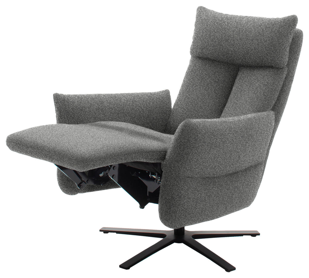 FERNSEHSESSEL in Chenille Grau  - Schwarz/Grau, Design, Textil/Metall (74/115/85cm) - Schöner Wohnen