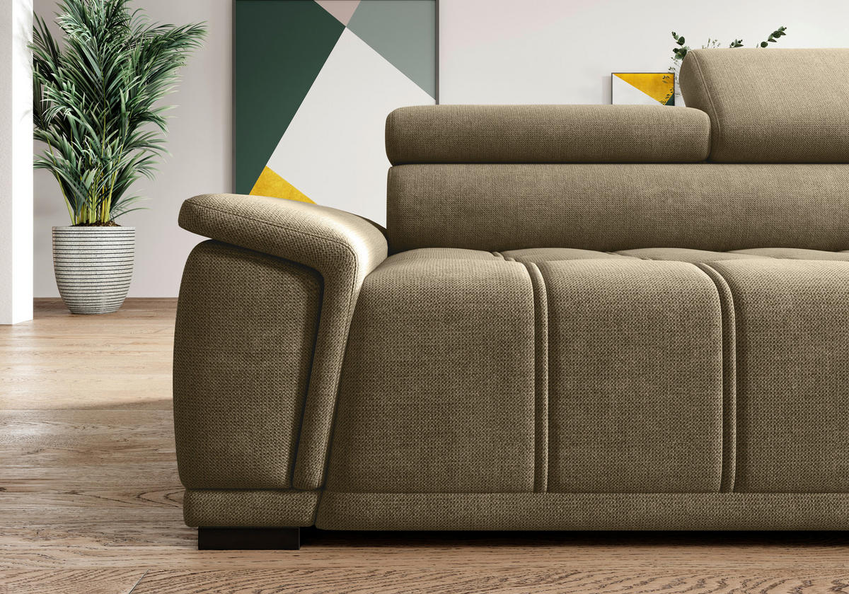 HÖRNSOFFA i chenille, vävt tyg taupe  - svart/taupe, Modern, textil/plast (283/106cm) - MID.YOU