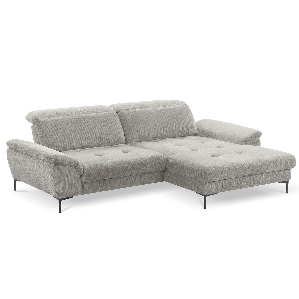 ECKSOFA  Webstoff Grau  - Schwarz/Grau, Design, Textil/Metall (268/195cm) - Livetastic