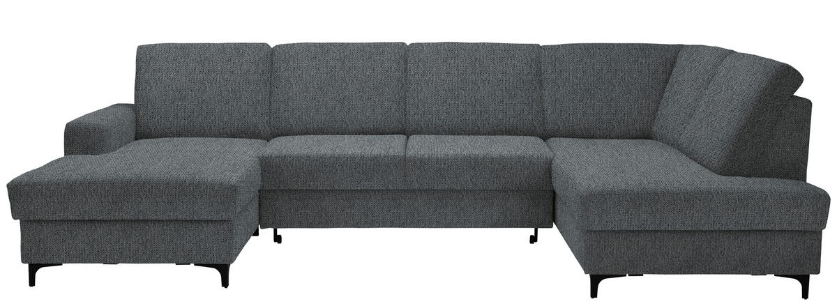 WOHNLANDSCHAFT Webstoff Dunkelgrau  - Dunkelgrau/Schwarz, Konventionell, Textil/Metall (167/317/185cm) - Stylife