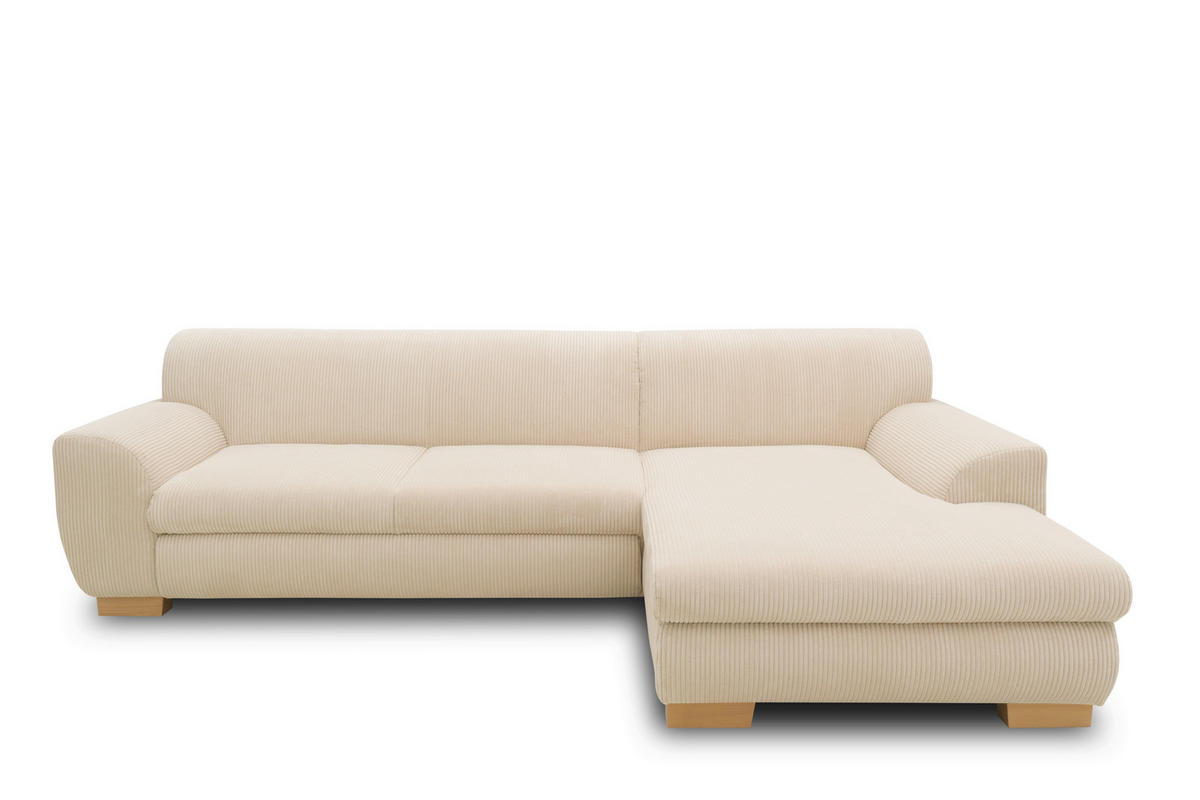 ECKSOFA NIKA Creme Webstoff  - Silberfarben/Creme, Basics, Holz/Textil (277/156cm) - MID.YOU