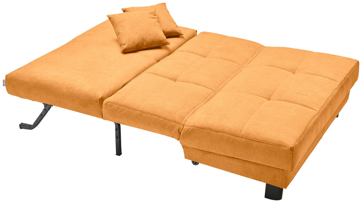 SCHLAFSOFA Mikrovelours Currygelb  - Currygelb/Schwarz, KONVENTIONELL, Textil/Metall (145/85/100cm) - Carryhome