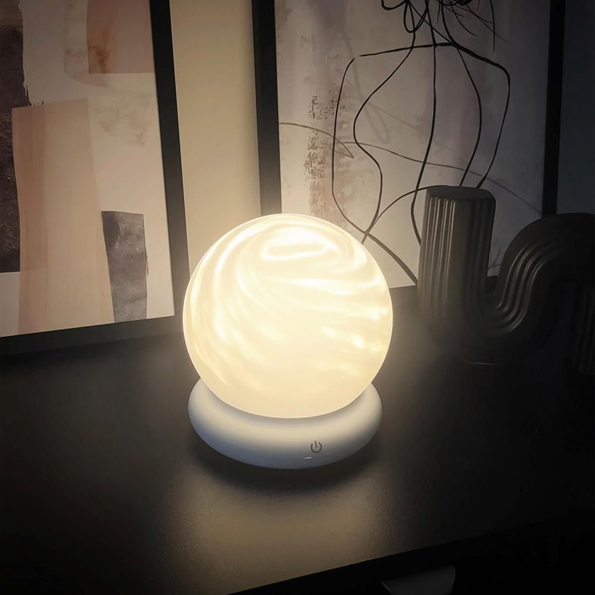 LED ASZTALI LÁMPA - fehér, Basics, műanyag (20/20/2cm)