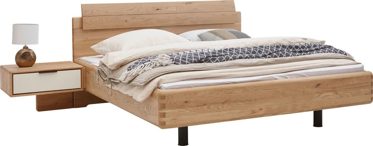 SCHLAFZIMMER Eichefarben, Magnolie  - Eichefarben/Magnolie, Design, Glas/Holz (180/200cm) - Valnatura