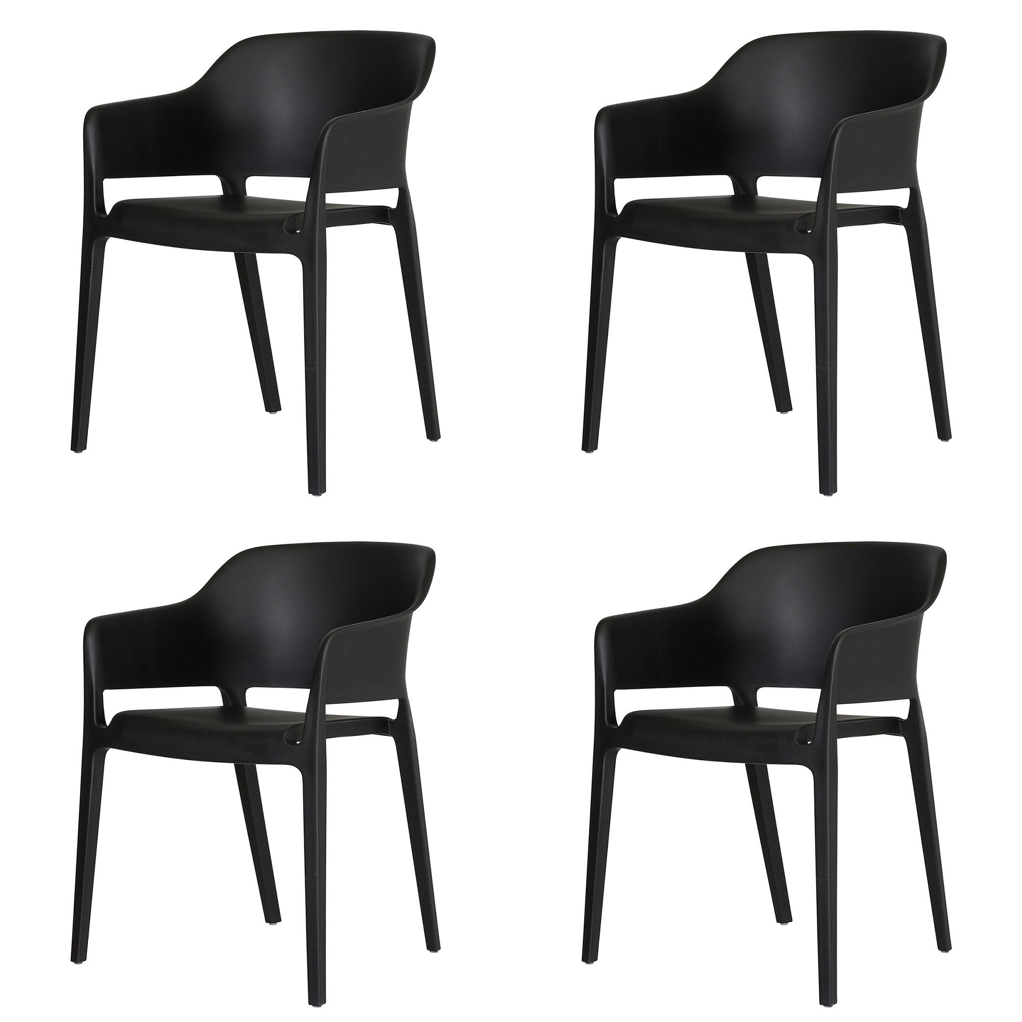 GARTENSTUHL-SET Kunststoff Schwarz  - Schwarz, MODERN, Kunststoff (54,5/77,5/55cm) - Gardenson