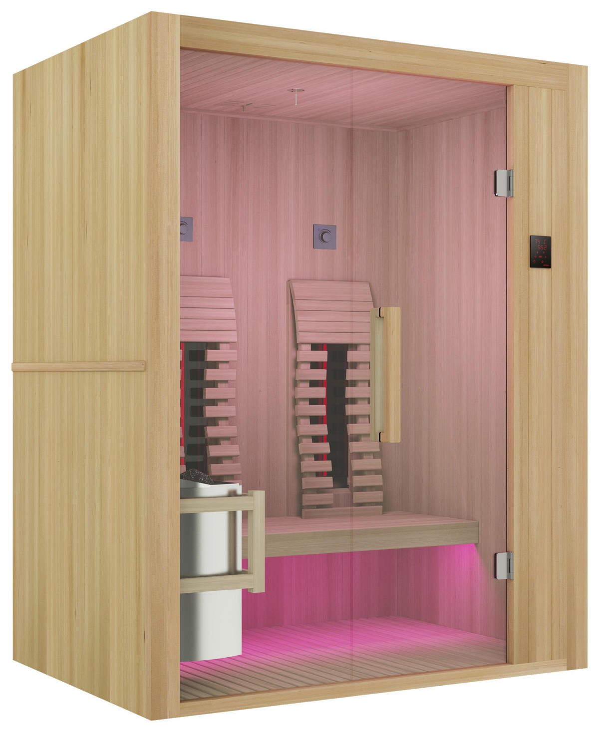 INFRAROTKABINE für 2 Personen  - Naturfarben, Basics, Glas/Holz (110/200/160cm) - Sanotechnik