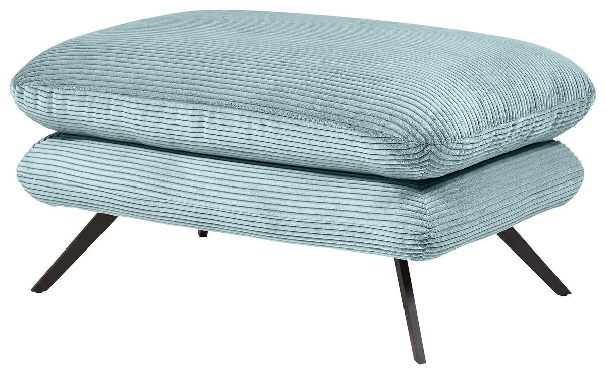 HOCKER Cord Hellblau  - Schwarz/Hellblau, MODERN, Textil/Metall (90/45/60cm) - Pure Home Lifestyle