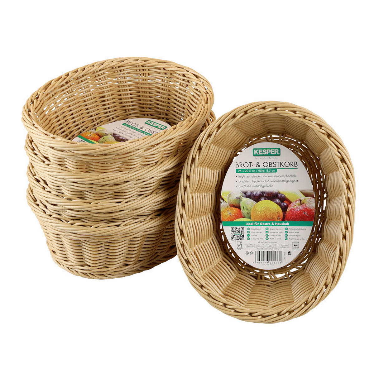 BROTKORB   - Hellbraun, Basics, Kunststoff (25/8,5/20,5cm) - Kesper