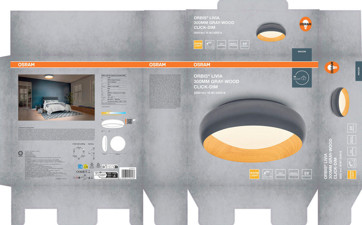LED-DECKENLEUCHTE 30/9,5 cm   - Design, Kunststoff/Metall (30/9,5cm) - Osram