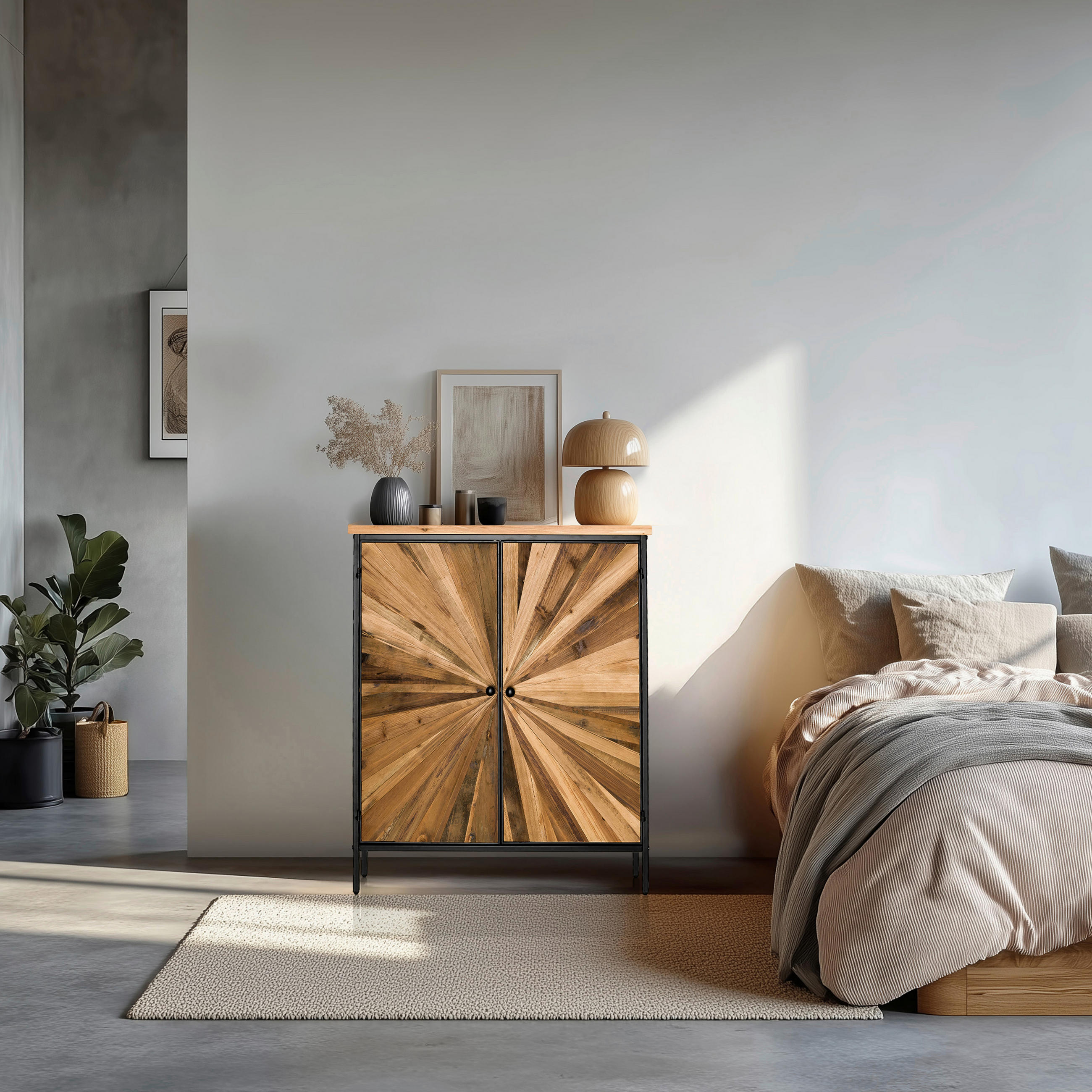 KOMMODE  in 80/94/34,5 cm  - Dunkelbraun/Schwarz, MODERN, Holz/Metall (80/94/34,5cm) - MID.YOU