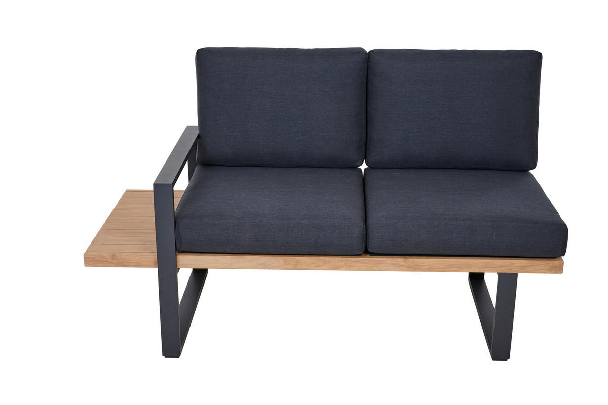 LOUNGEGARNITUR 2-teilig   73,5/78,5/155 cm Aluminium  - Anthrazit/Teakfarben, Basics, Textil/Metall (73,5/78,5/155cm) - Siena Garden