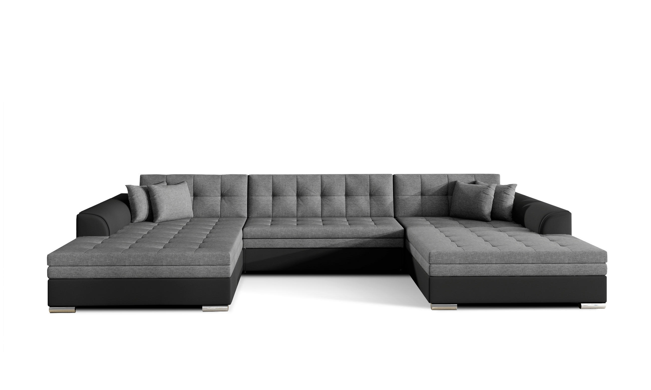 WOHNLANDSCHAFT in Grau, Schwarz  - Chromfarben/Schwarz, Design, Kunststoff (165/359/165cm) - MID.YOU