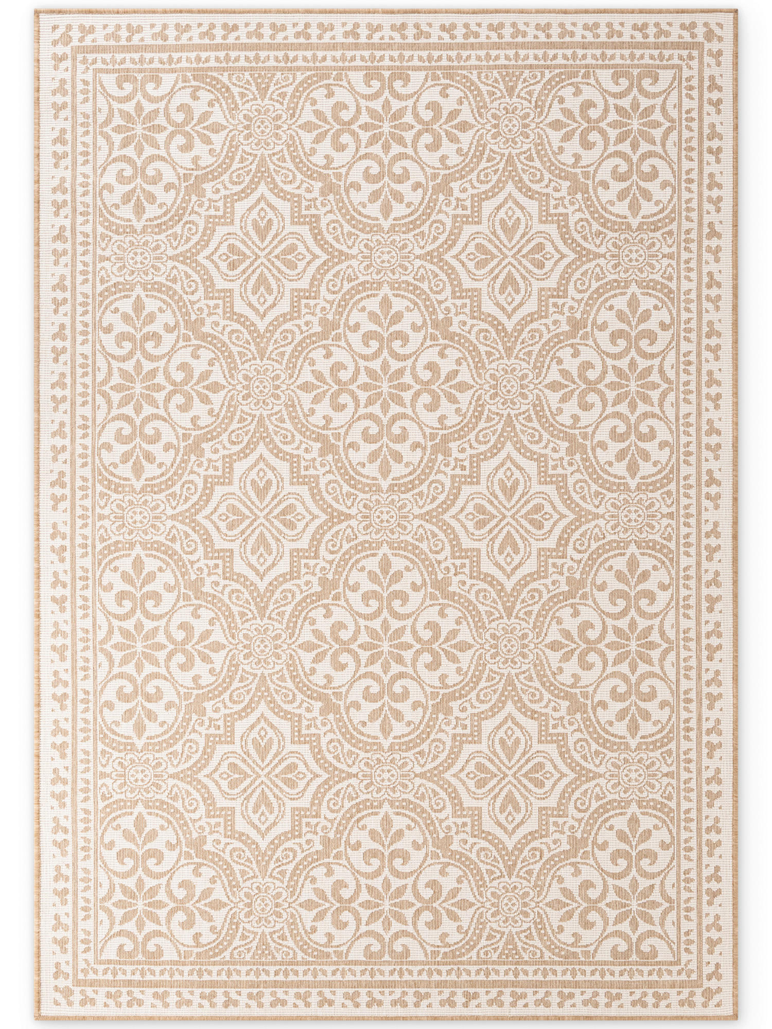 OUTDOORTEPPICH für Terrasse und Balkon 200/290 cm Duet Weiß, Sandfarben  - Sandfarben/Weiß, Design, Kunststoff (200/290cm) - Hanse Home