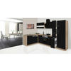 ECKKÜCHE 172/310 cm  in Schwarz, Eichefarben  - Eichefarben/Schwarz, Basics, Glas/Holzwerkstoff (172/310cm) - Respekta