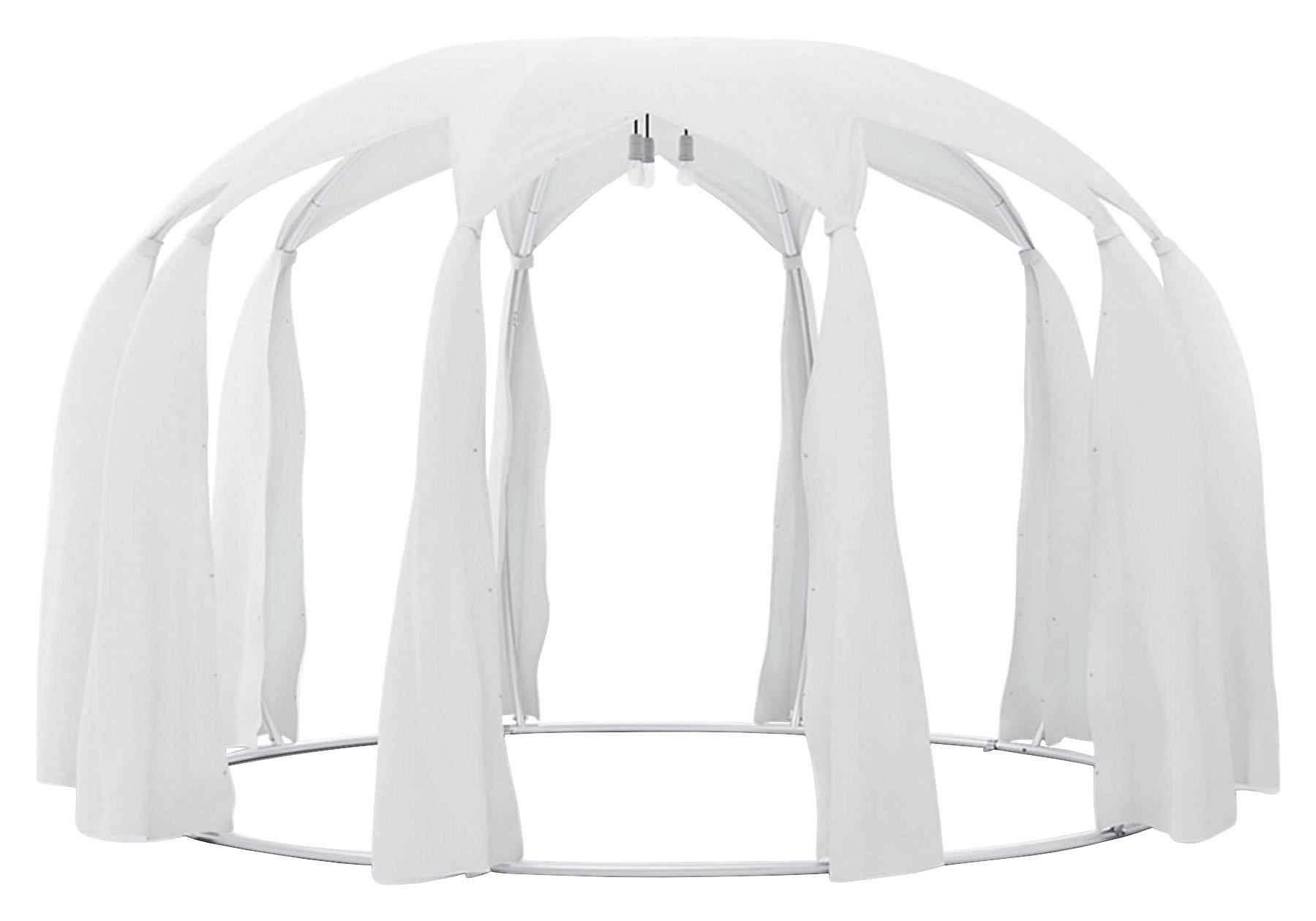 PAVILLON 372/250/372 cm Aluminium  - Silberfarben/Weiß, Basics, Textil/Metall (372/250/372cm)