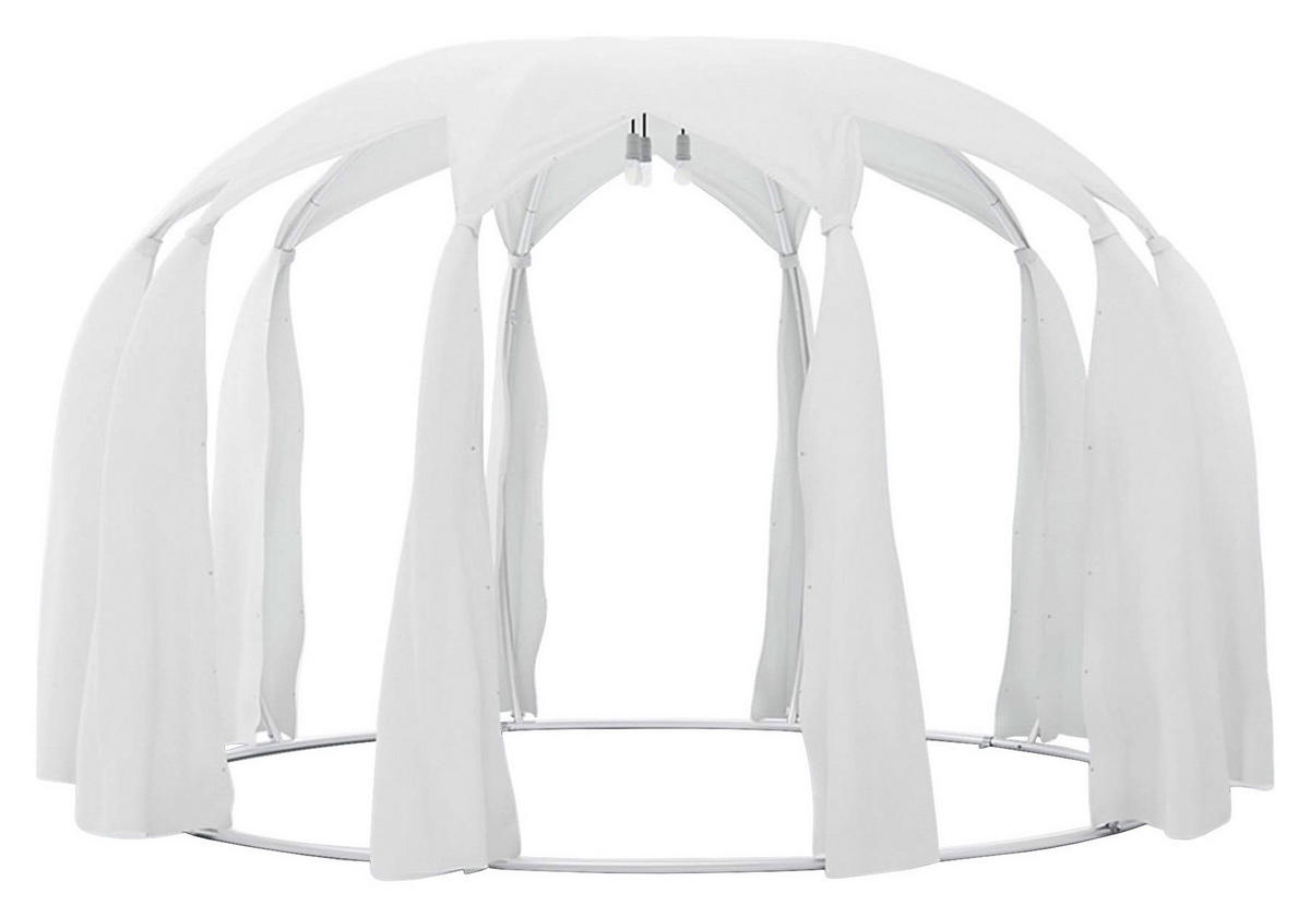 PAVILLON 372/250/372 cm Aluminium  - Silberfarben/Weiß, Basics, Textil/Metall (372/250/372cm)