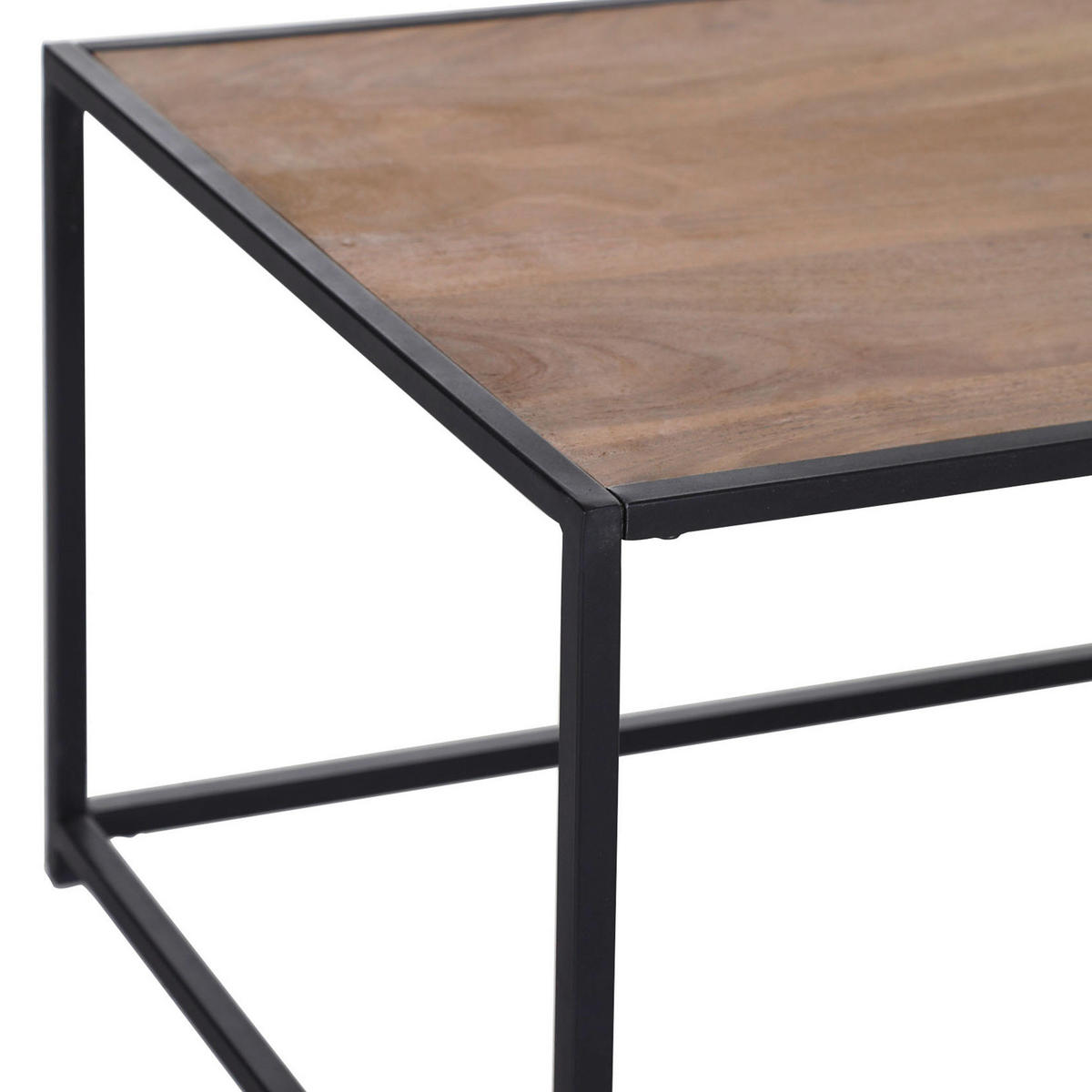 COUCHTISCH Akazie massiv 100/50/40 cm rechteckig Schwarz, Akaziefarben  - Schwarz/Akaziefarben, Trend, Holz/Metall (100/50/40cm) - Livetastic