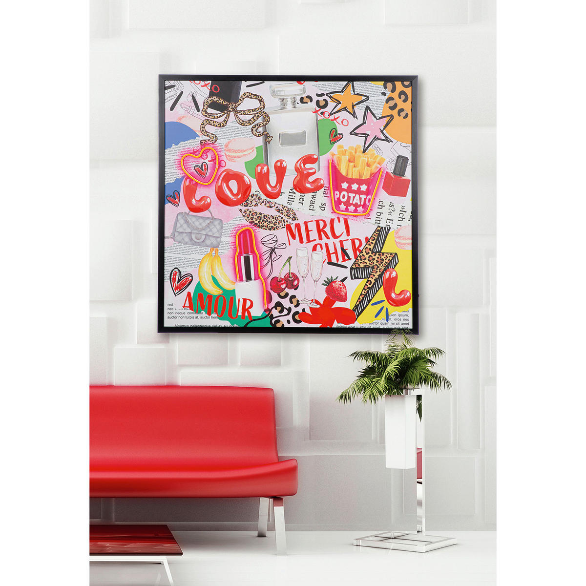 LED-BILD Abstraktes  - Multicolor/Schwarz, Basics, Holzwerkstoff/Kunststoff (83/83/3cm)